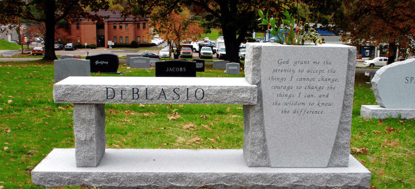 DeBlasio Memorial Bench in a Cemetery