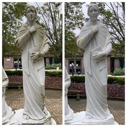 Cleaned Statue Before and After