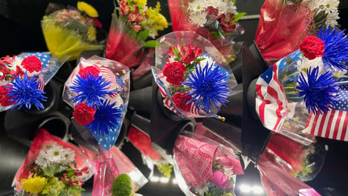 Decoration Day_red white and blue flower bouqets