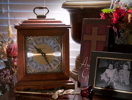 wooden clock cremation urn