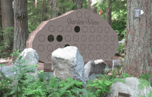 garden view recessed urns in a columbarium