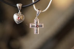 memorial jewelry heart and cross necklaces