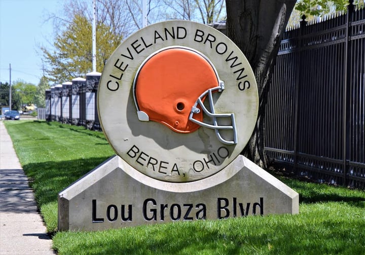 Cleveland Browns Facility Lou Groza Blvd Sign by Milano Monuments