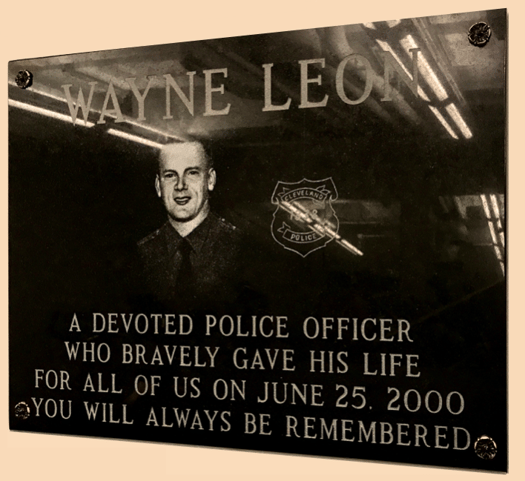 Black Granite Memorial Plaque - Wayne Leon - Police Officer