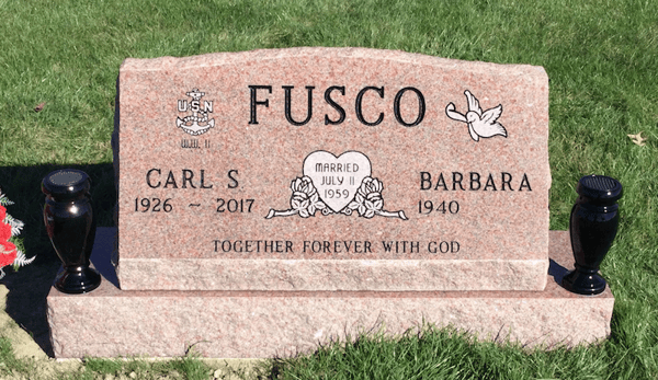 fusco sandblasted letters slant headstone memorial