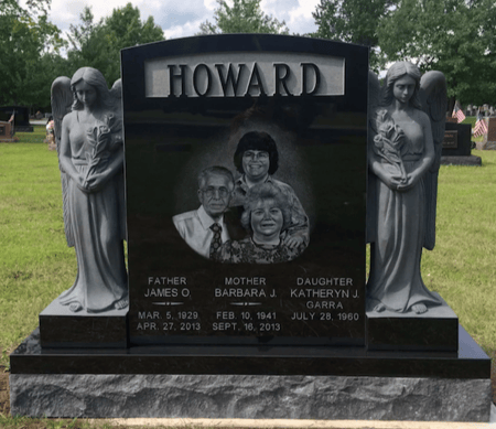 Howard Upright Monument - Two Angel Statues with Heads Bowed