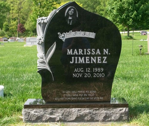 upright headstone for a music lover