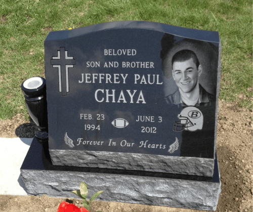 upright headstone for athlete