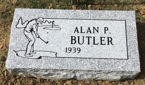 bevel headstone for golfer