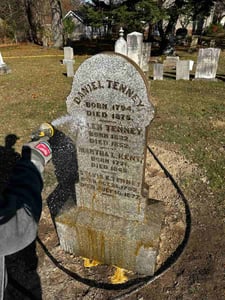 In Progress - Cleaning Headstone