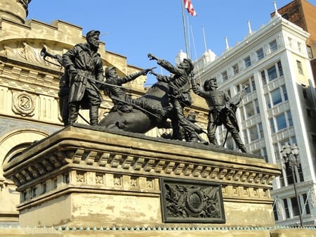 Sailors and Soldiers Monument Cleveland Public Square Calvary Bronze Group