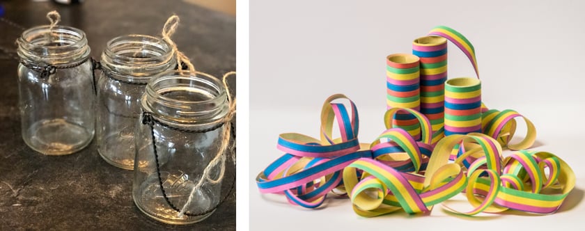 mason jar with ribbon and string