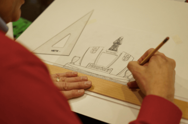 michael feinberg hand drawing designing a memorial