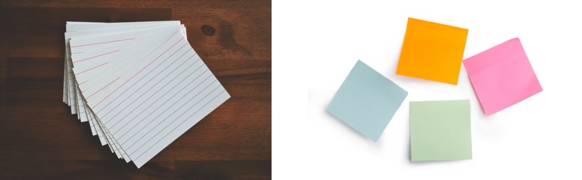 note cards and post it notes