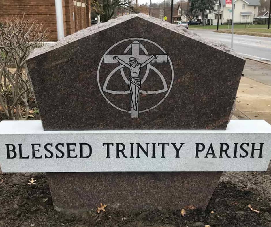 blessed trinity parish custom stone sign